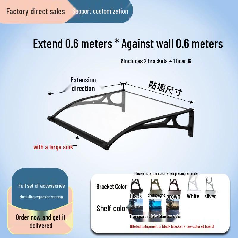 Aluminum Alloy Outdoor Sunshade & Rain Shield for Balcony Windows