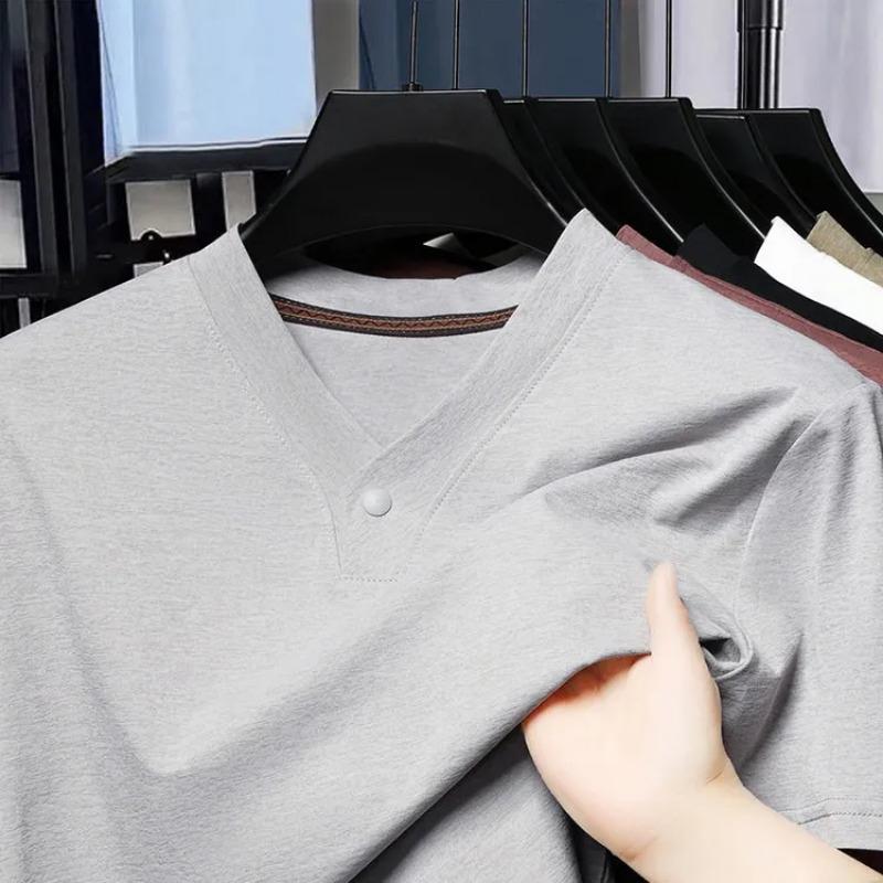 Erkek Tek Renk Düğme Detaylı Kısa Kollu Henley Tişört