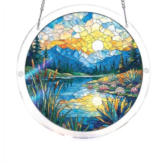 Acrylic Puzzle Suncatcher, Stained Glass Window Hanging Ornaments, DIY Jigsaw Puzzle Sun Catcher Kit for Home, Garden Decor, Gift for Women,