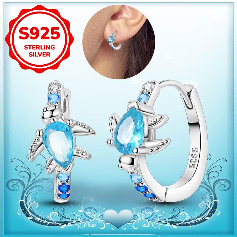 New Earrings 100% Genuine 925 Silver Women Hoop Earring Women's Wedding Engagement Girlfriend Wife Birthday Gift