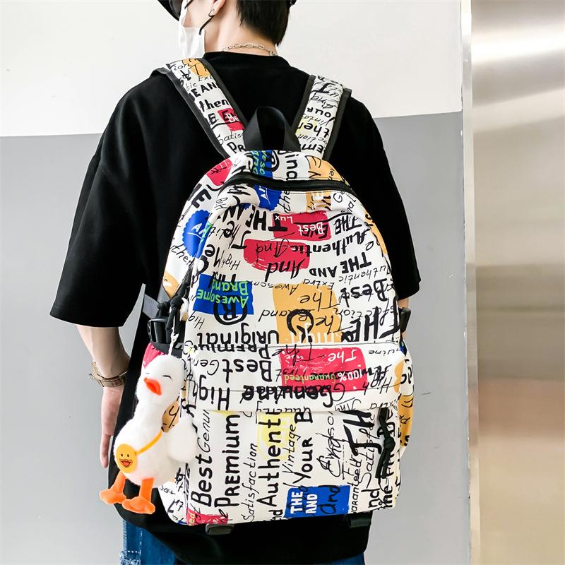 School Bag School Season Fashion Graffiti Backpack High School Student Large Capacity Couple Personality Backpack