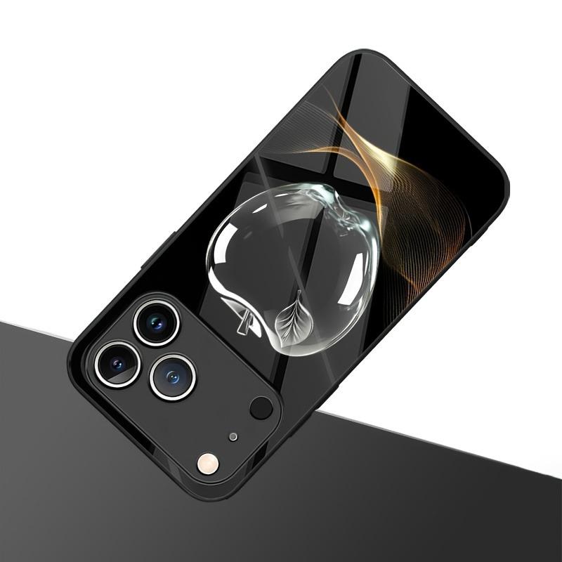 Crystal Clear For Apple Pattern Tempered Glass Phone Case For iPhone 11 12 13 14 15 16 17 Pro Max 17 Air 7 Plus XS X XR Cover