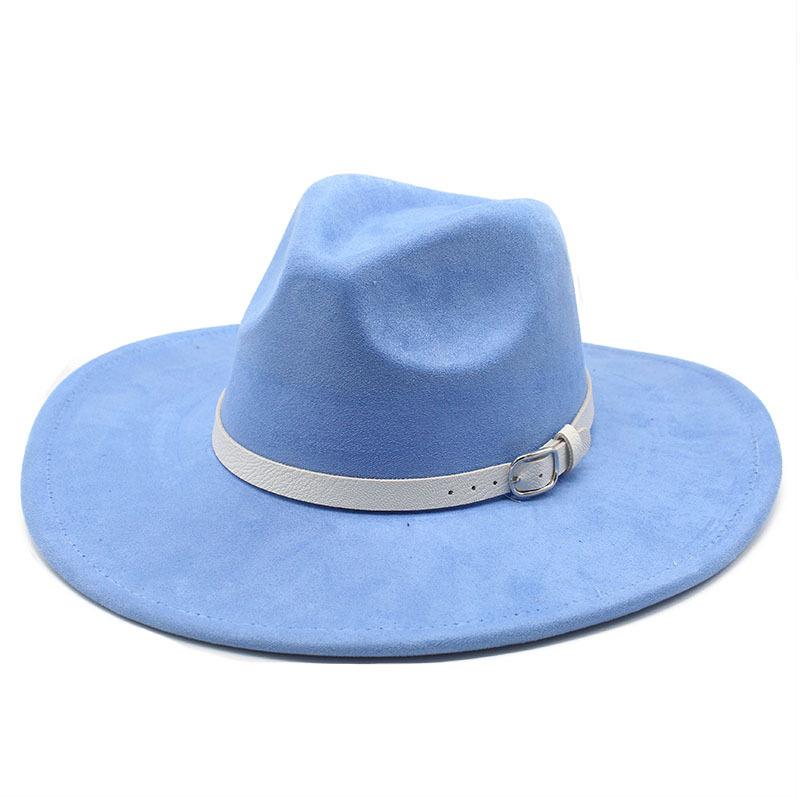 Big Edge Jazz Top Hat Women'S 9Cm Brim Suede Peach Heart Top Fringed Hat