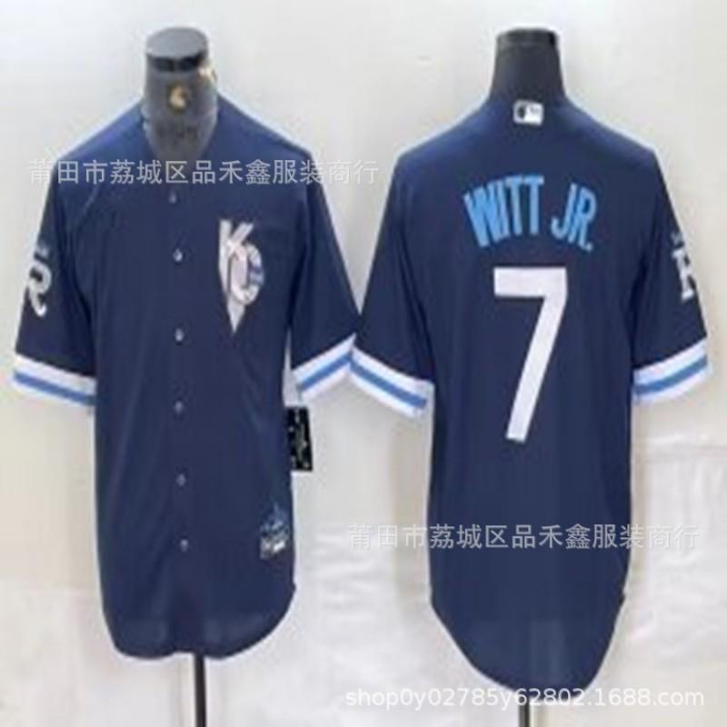 Mens Kansas City Royals MLB Baseball Jersey 7 Witt Jr Cotton Performance Tee Sports Fans Wear