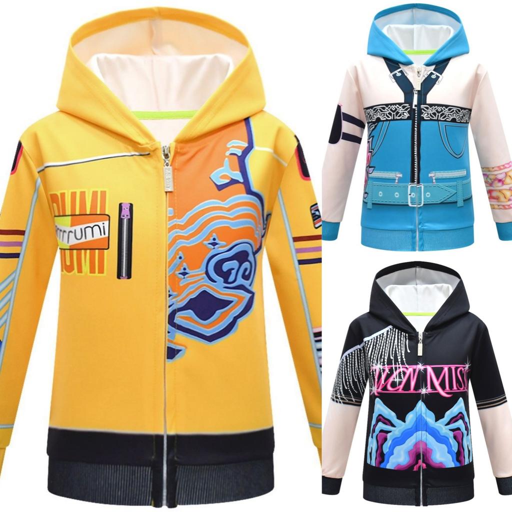 Barn Jenter Anime Tegneserie POP Stjerne Sanger Trykt Hettegenser Glidelås Langermet Jakke Kåpe