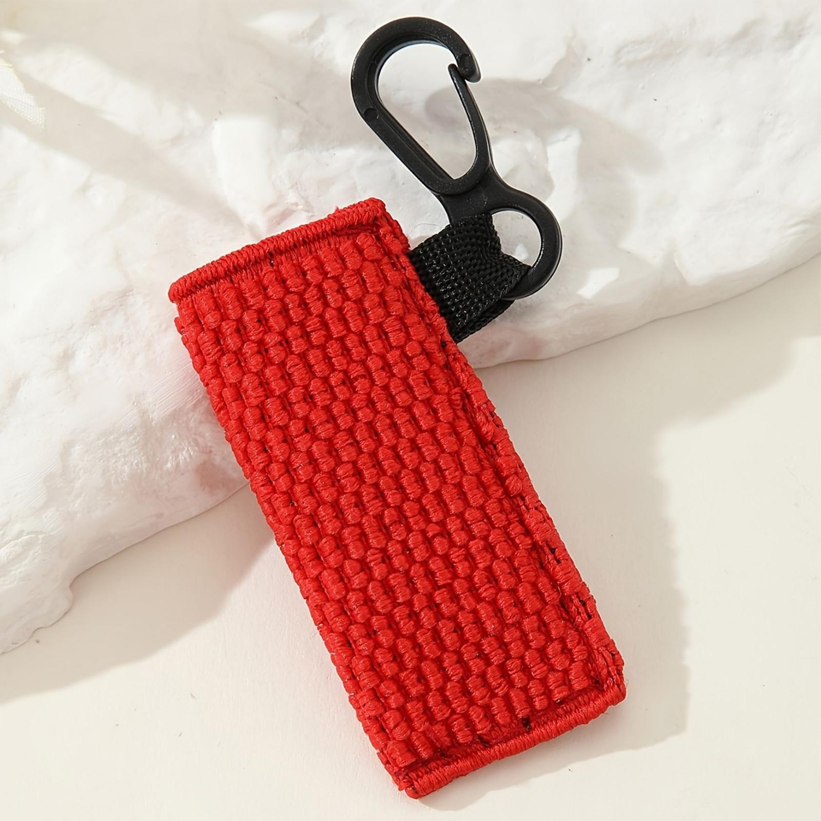 

Elastic Lipstick Holder Keychain Clip On Chapsticks Organizer Lip Balm Pouch Keyring Travel Gift for Women Girls рожевий