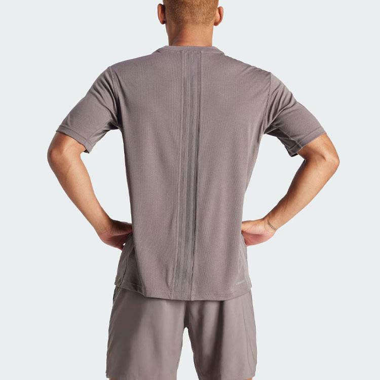 Adidas Hiit Workout 3-Stripes Quick-Dry Fitness Short Sleeve T-Shirt Men Tops Charcoal-Grey IS3720