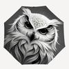 1pc Owl Face Artwork Automatic Open/close Folding Umbrella, Compact Portable Travel Umbrella,Durable Construction Yy250814146