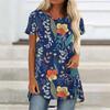 Túnicas Casuales Informales para Mujer con Estampado, Cuello Redondo, Dobladillo Irregular y Manga Corta