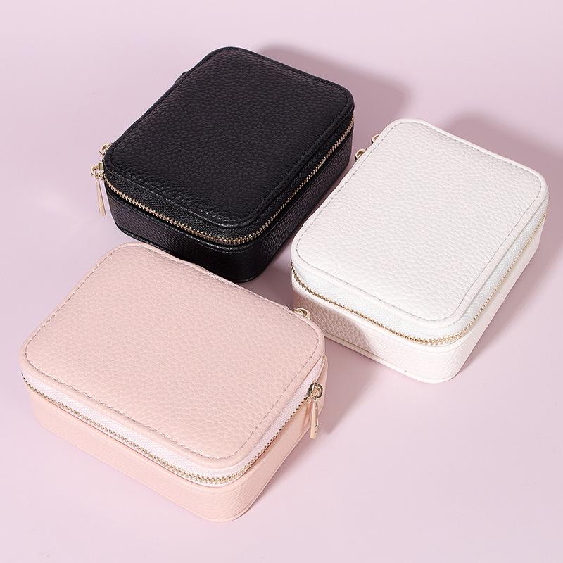 Portable Cross-Border PU Jewelry and Pill Box: Minimalist Double-Layer, Sealed Storage for Rings and Pills