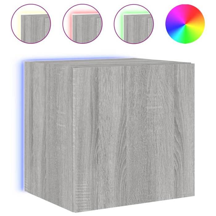 VidaXL Wall-Mounted TV Unit with LED Lights, Hanging Television Cabinet with Storage, Floating TV Stand, Modern, 837256