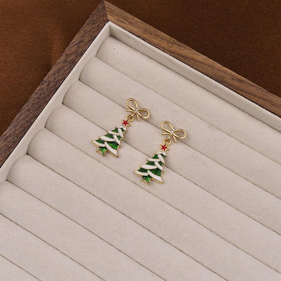 Japanese & Korean Christmas Bow Earrings - Cute Candy Cane, Snowflake, and Tree Designs