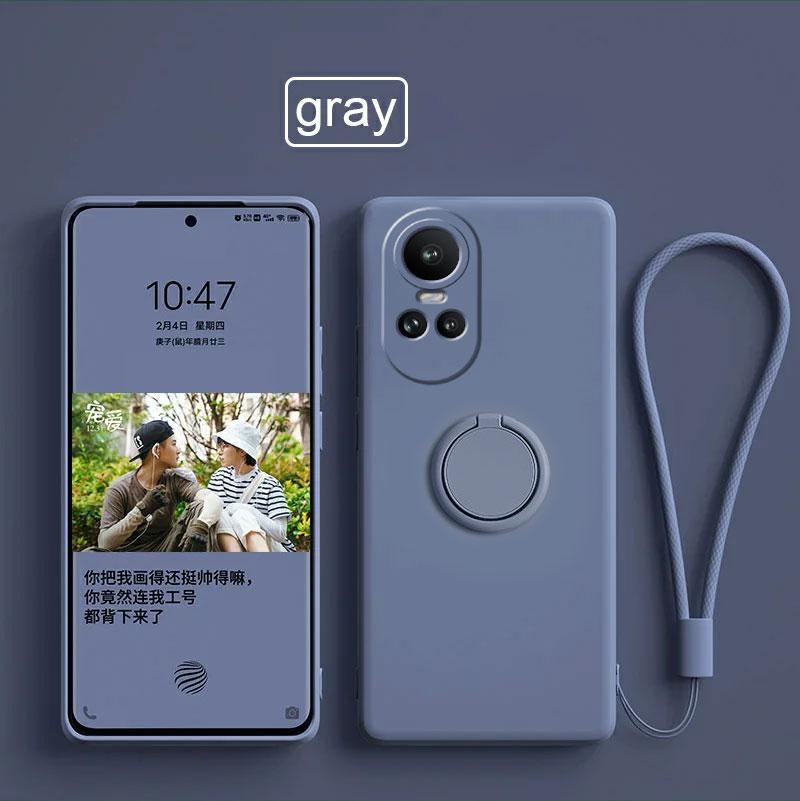 Case For Funda Oppo Reno 10 5g Liquid Silicone Ring Holder Soft Phone Skin Cover for Oppo Reno 10 Pro Upgrade Shockproof Back Fundas