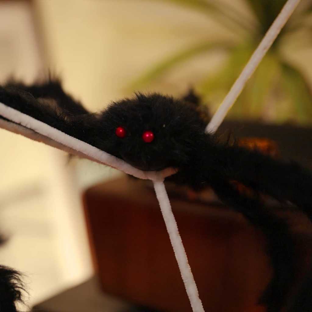 Halloween Spider Decoration with Nets 4 Pcs Black and White