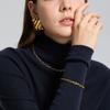 European and American Minimalist Plated 18k Gold Stainless Steel Plain Chain Bracelet Necklace Collarbone Chain Geometric Striped Square Stud Earrings