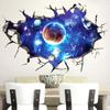 New 1Pc 3D Stereo Broken Wall Space Planet Wall Sticker Bedroom Living Room Ceiling Decoration Paste