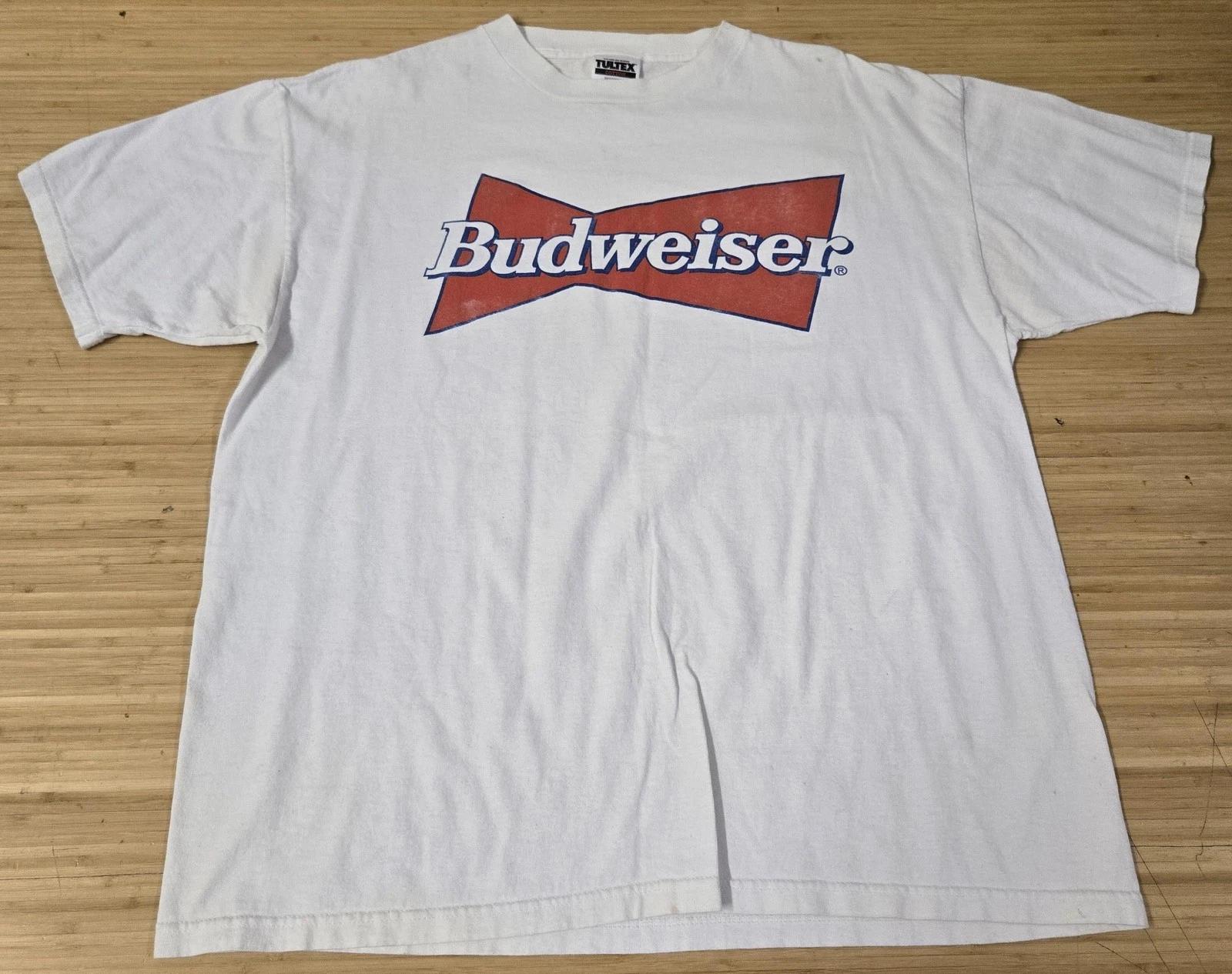 

Vintage Budweiser Shirt Mens Extra Large White Tultex Beer Logo Graphic 90s L