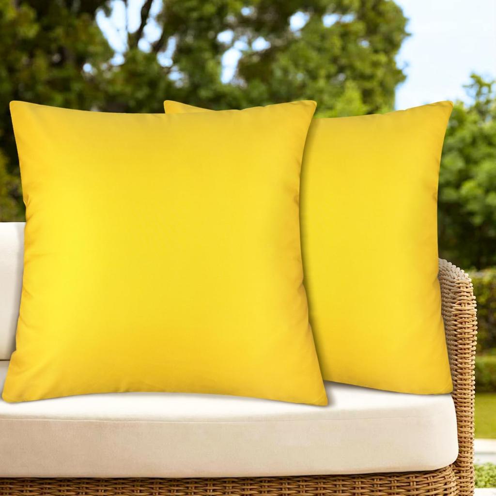 Outdoor Waterproof Pillow Covers 2 Pack 18x18 Square Garden Decorative Throw Pillow Covers, Farmhouse Solid Color Throw Pillow Case for Patio Bench