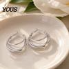 Earring 1 Pair Gold/Silver Hoop Earrings for Women, Chunky Casual And Formal Triple Split Earrings, Multi Statement Jewelry