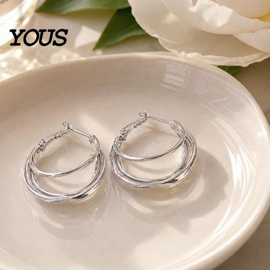 Earring 1 Pair Gold/Silver Hoop Earrings for Women, Chunky Casual And Formal Triple Split Earrings, Multi Statement Jewelry