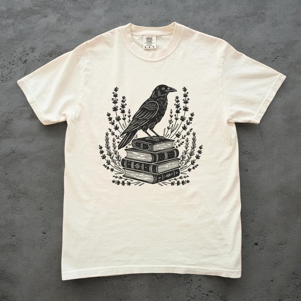 Kraai Boek Shirt, Gotisch Kraai T-shirt, Boekachtige Vogel Shirt, Dark Academia Shirt, Comfort Colors Unisex T-shirt