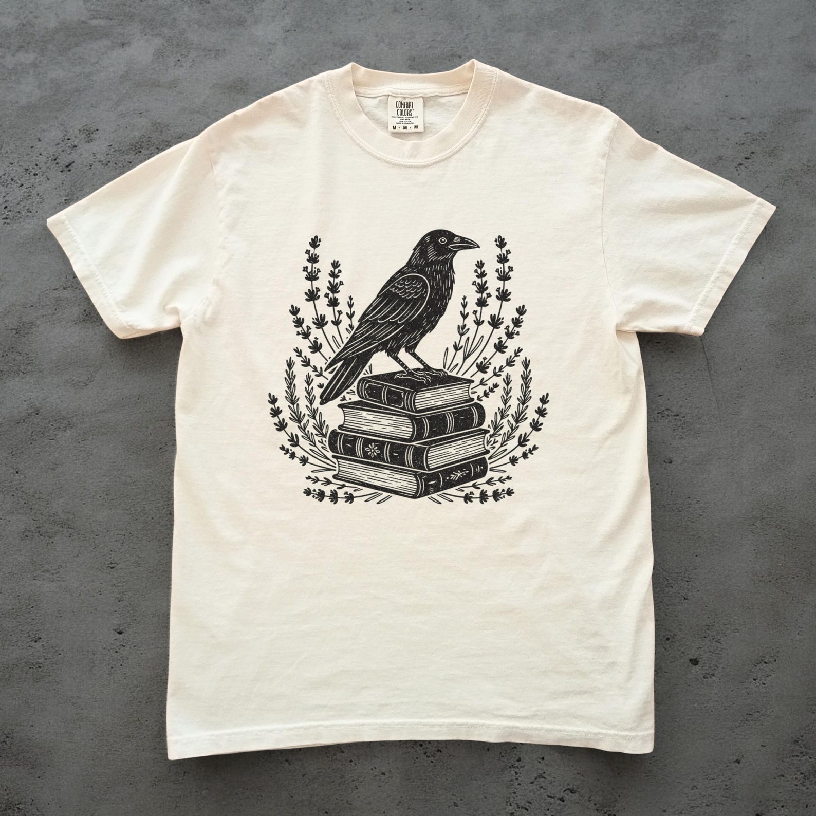 Crow Book Shirt, Gothic Crow Tee, Bookish Bird Shirt, Dark Academia Shirt, Comfort Colors Unisex T shirt 2XL
