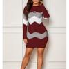 English Style Knit Dress With Floral Print For Office Casual Womens Fashion
