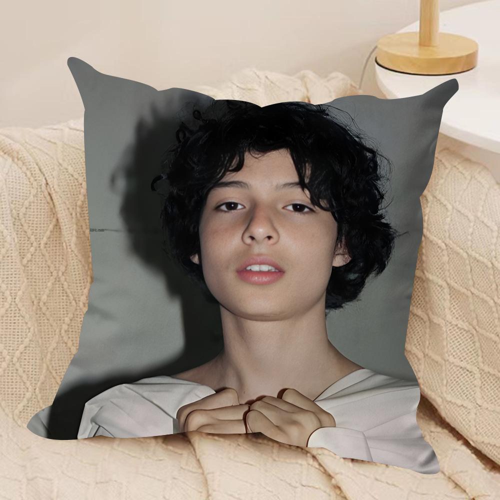Actor FFinn WWolfhard Cushion Cover Silky Short Plush Invisible Zipper Dustproof Sofa Pillow Case for Home Decor