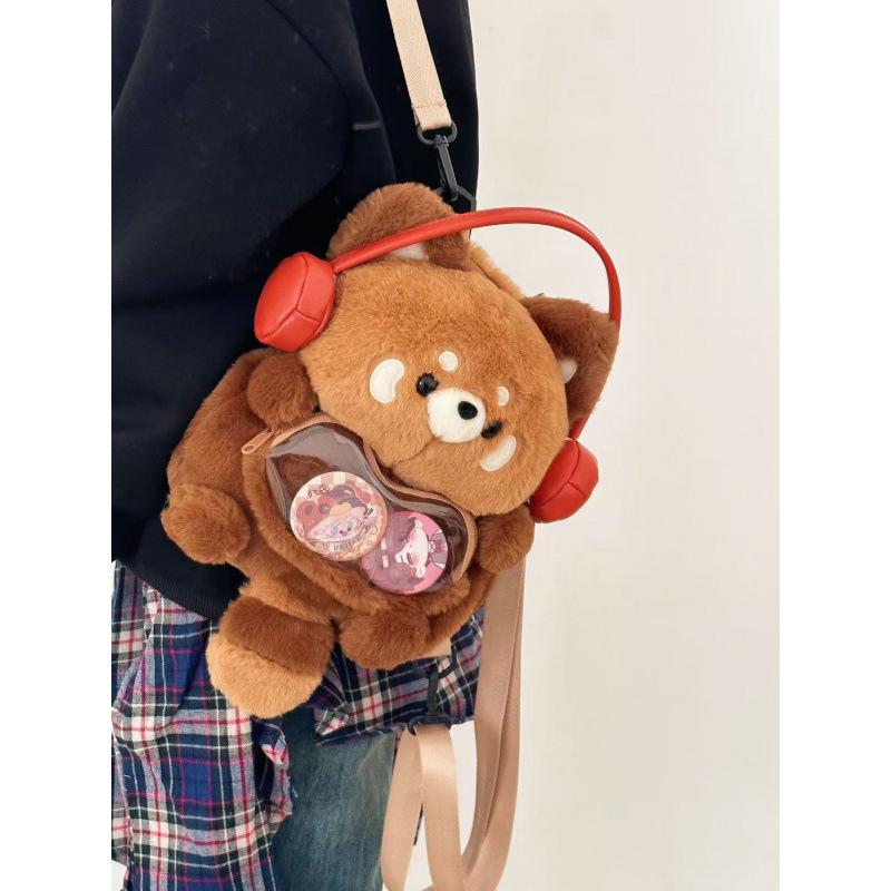 Adorable Mori-Style Cartoon Raccoon Plush Backpack - Soft Commuter Trend