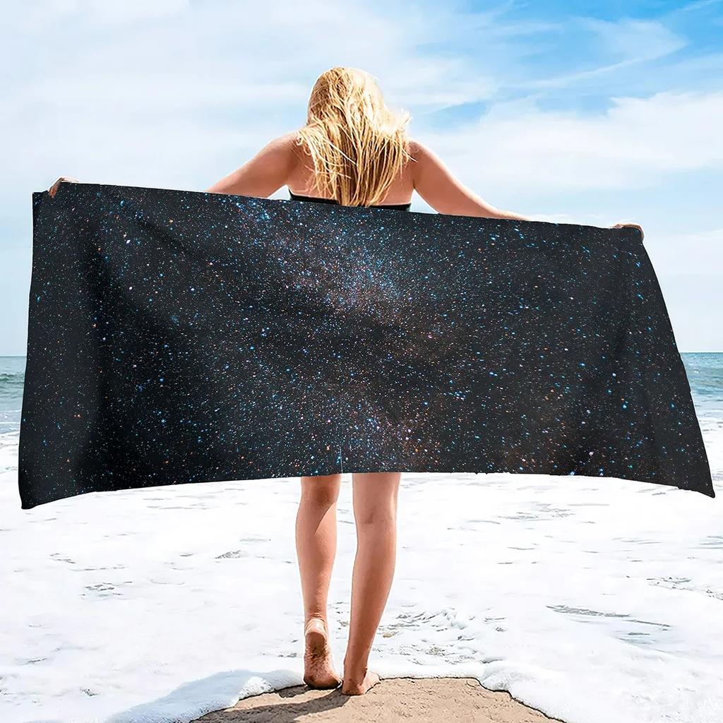 Sternenhimmel Strandtuch, Mikrofaser Super Saugfähiges Strandtuch, Weiches und Bequemes Badezimmerhandtuch Sandfreies Strandtuch