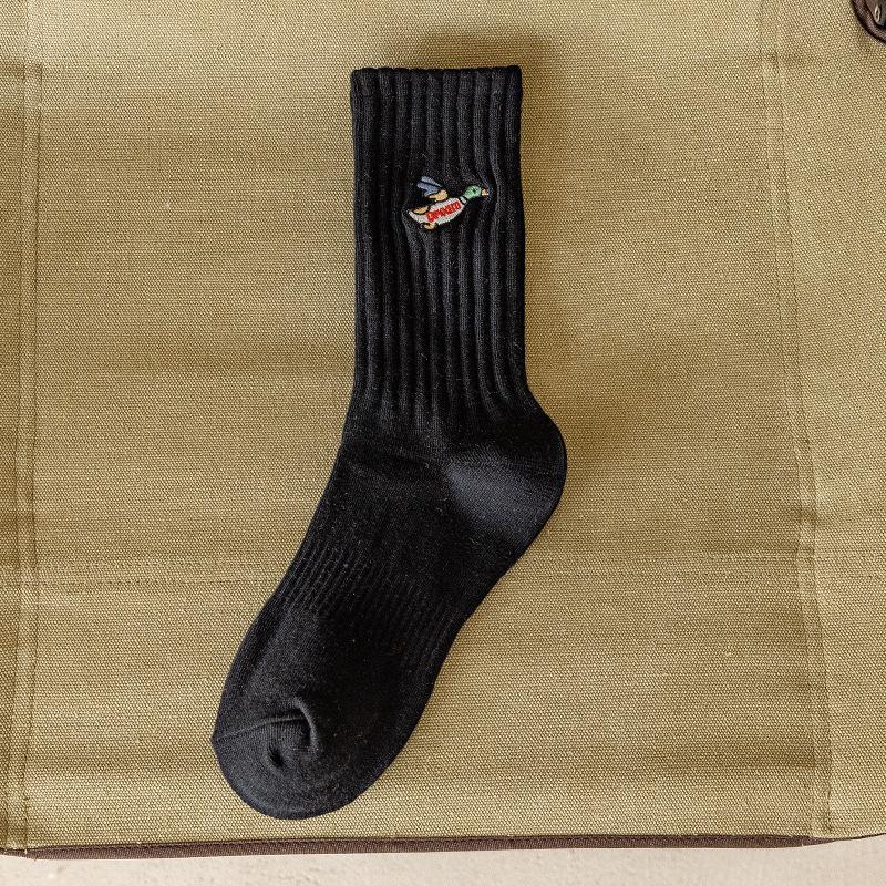 Trendy Japanese Polar Bear Embroidered Mid-Calf Socks - Men's Spring/Fall Casual High-Top Long Sports Socks