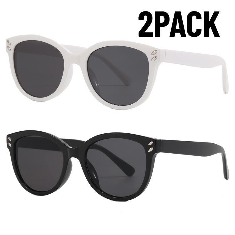 2PACK Round Frame Sunglasses Unisex UV-proof Sun Glasses Eyewear Women Outdoor Travel Goggle Eye Production Sun Shades
