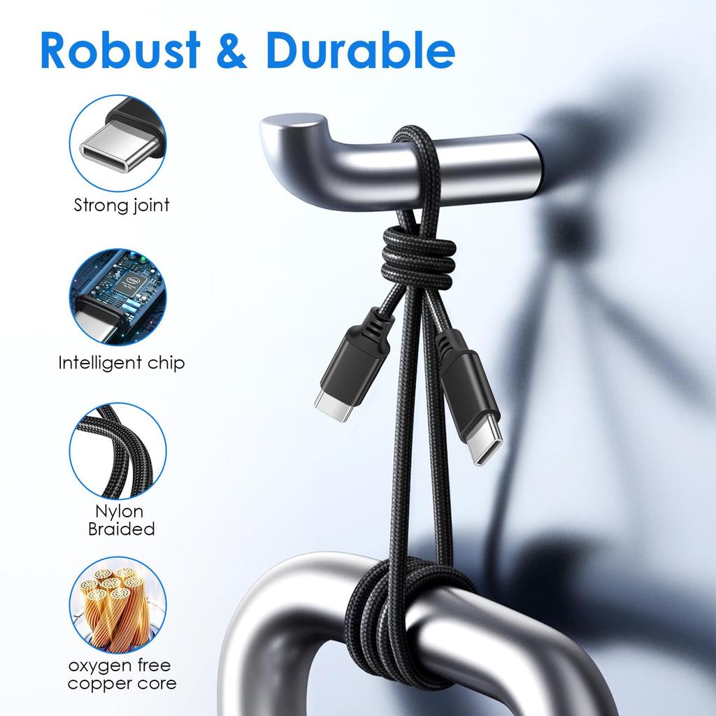 PASOW to Type C 60W USB PD iPhone MacBook iPad iPad Air Galaxy and More USB-C USB-C Cable, Cable, Compatible, 15/15 Pro, Pro, Pro, 5, S24, Pixel, LG,