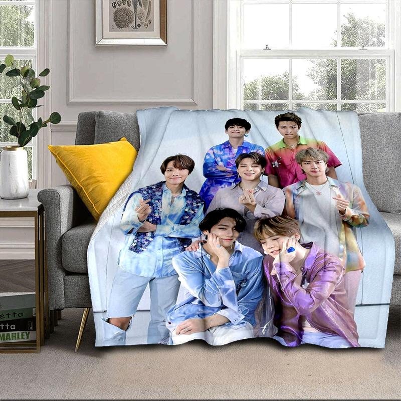 Colorful kpop Artwork Blanket Flannel Blanket for bed, sofa, Camping, Hiking, Picnic Essentials, gift for family Fan gifts