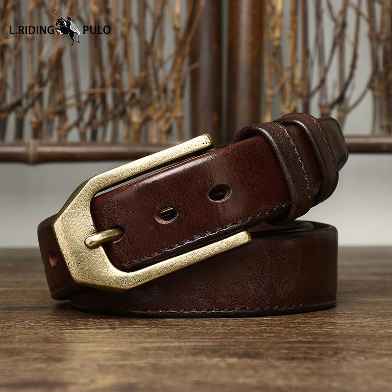 Double-sided Genuine Leather Belt Men's Genuine Leather Pin Buckle Simple Versatile Casual Belt Men's