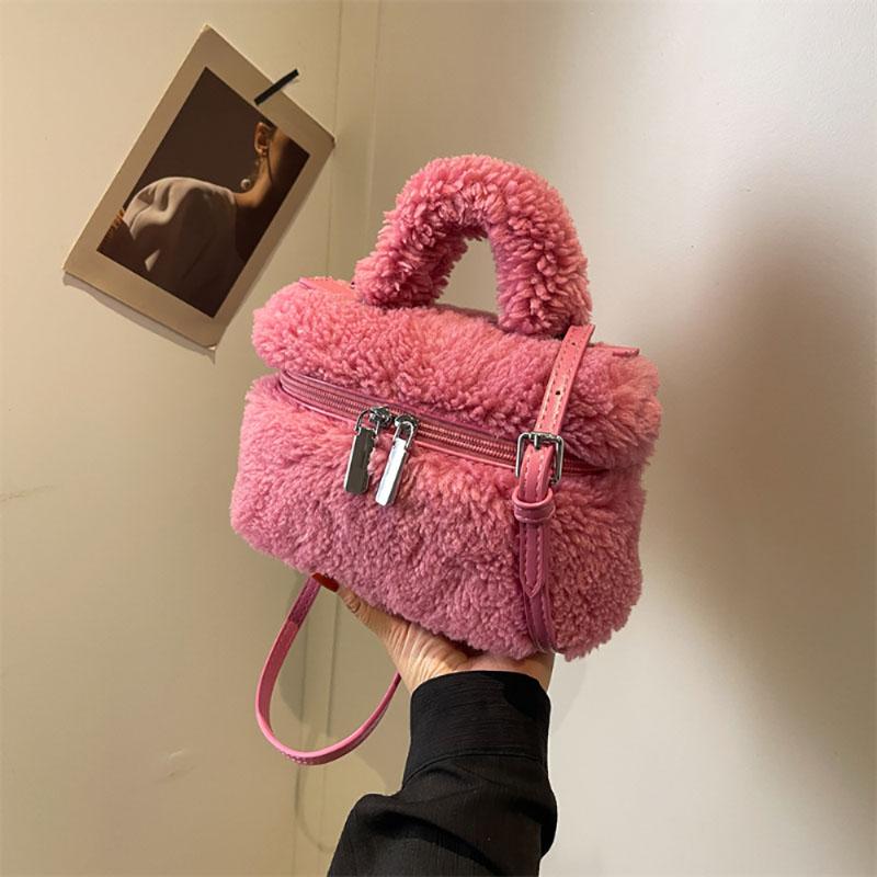 Roztomilá mini jehněčí vlněná malá čtvercová taška podzimní a zimní nová jednoduchá pevná kabelka dámská móda všestranná crossbody taška