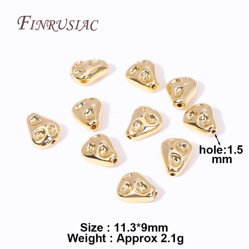 

18K Gold Plated Brass Irregular Spacer Beads DIY Beadwork Accessories Supplies For Needlework Natural Stones Jewelry Making 2 Pieces