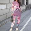 Sets For Women 2 Piece Round Neck Long Sleeve Shirts Printed Sweatpants Pocket Sets