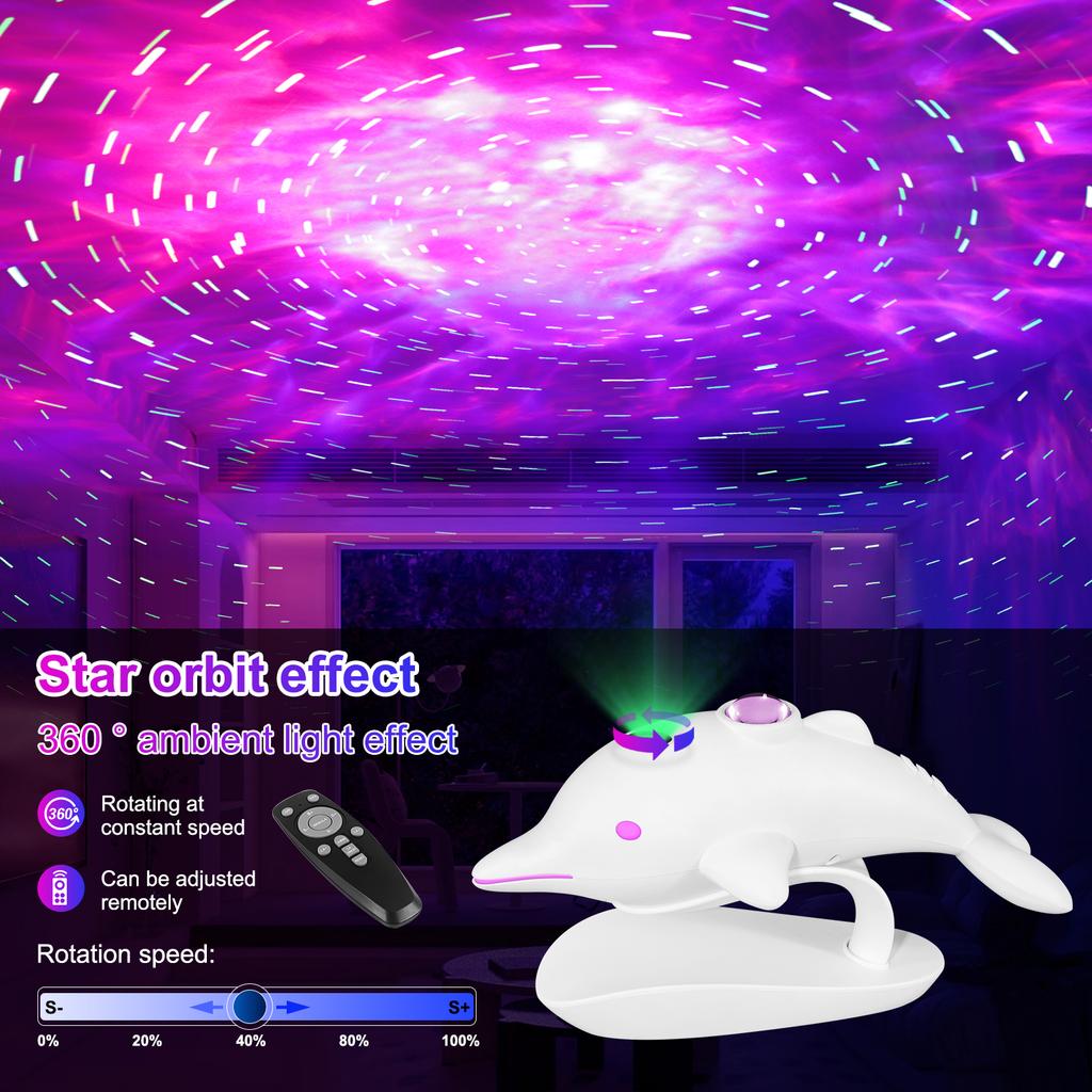 Dolphin Starry Sky Projection Light with Remote Control Starry Sky Atmosphere Lights Bedroom Party Decoration Children's Gift