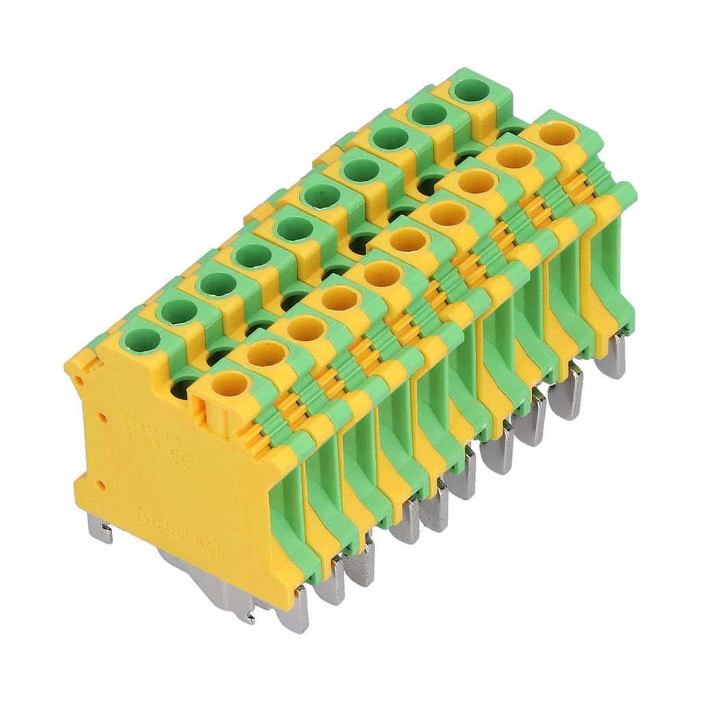 50Pcs DIN Rail Mount Terminal Grounding Terminals Block for Electrical Connections USLKG‑6
