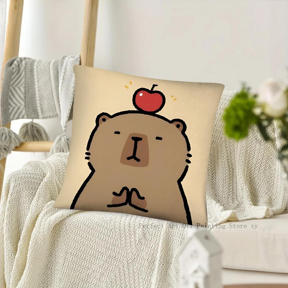 Cartoon Capybara Pillow Case Square Pillow Cushion Cover Bedroom Sofa Room Decoration Casual Pillow Cover