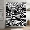 Black White Zebra Print Shower Curtain Waterproof Bathroom Decor Customizable Size Shown: 72x84 In (180X215 Cm) Extra Large Blac