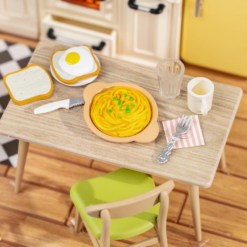 Robotime Rolife 3D Puzzle Super Store Happy Meals Kitchen Plastic DIY Miniature House Kit Miniature Dollhouse Playset with LED