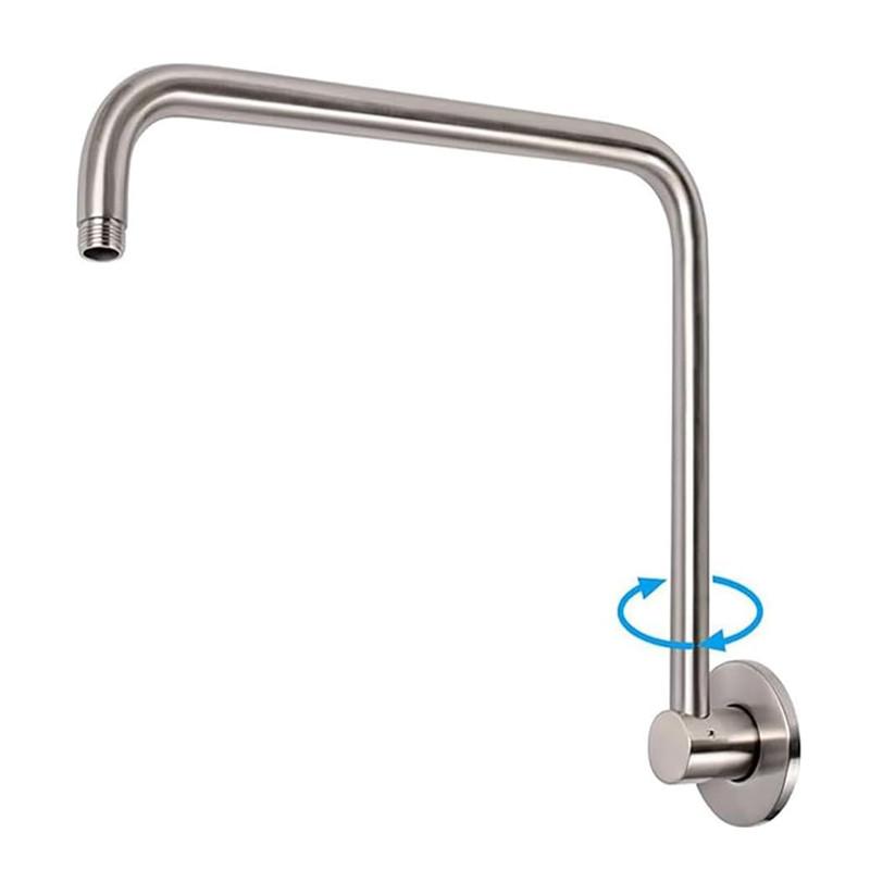 

360-Degree Rotation Shower Arm Rain Shower Head Extension Arm with Flange Adjustable Extension for Bathroom Standard