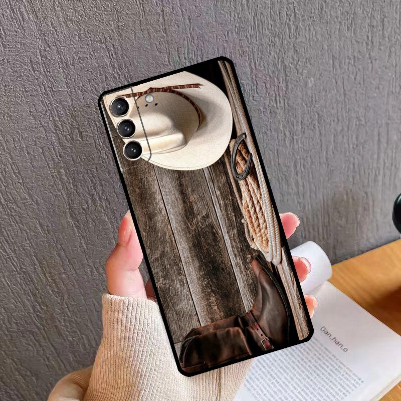 Cowboy Cowgirl Boots Hat Phone Case For Samsung Galaxy S25 S26 Ultra S20 S21 S22 S23 S24 S10 Plus S24 FE S25 FE Cover