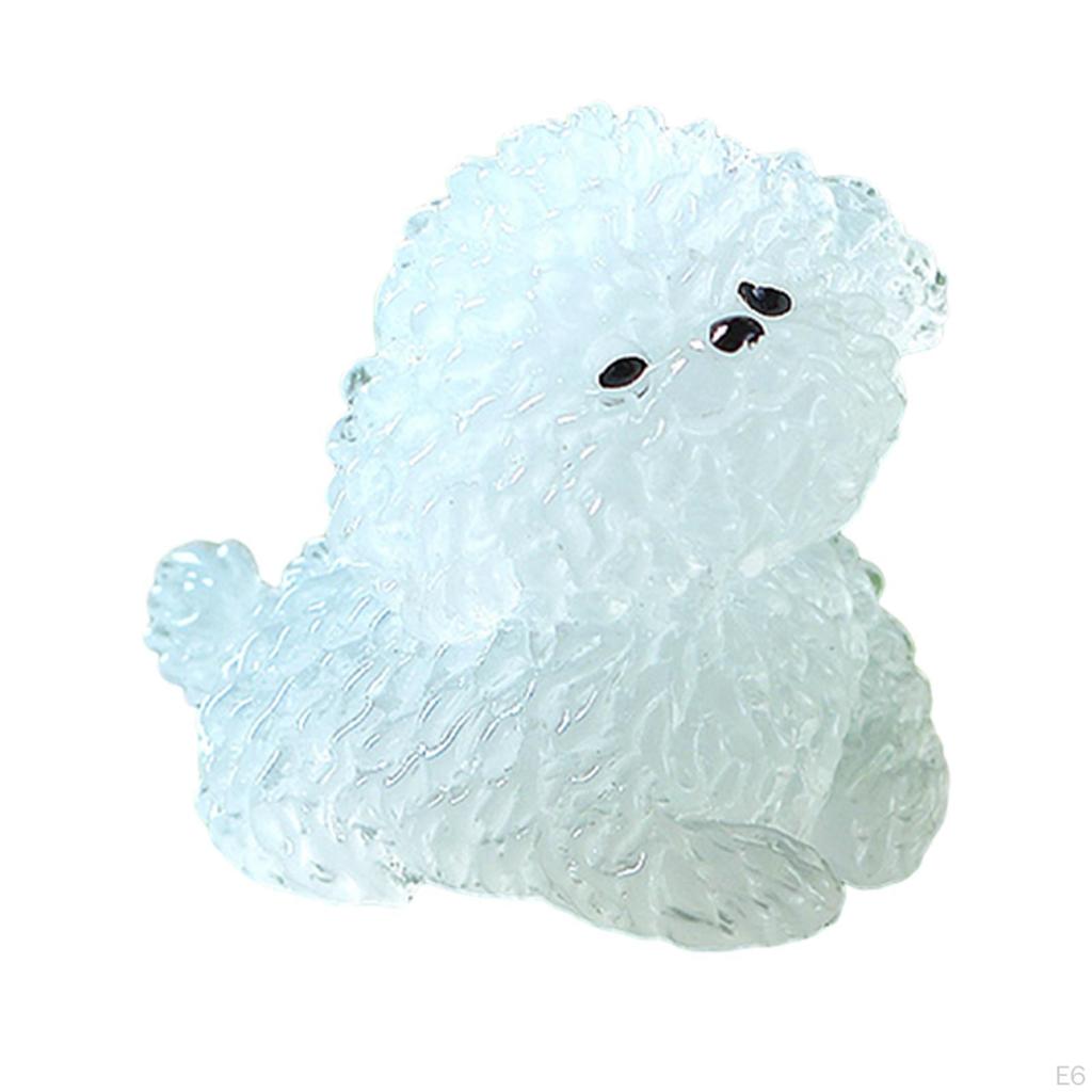 5 Pieces Luminous Mini Dog Figurines Animal Sculpture Tabletop Ornament for Dollhouse DIY