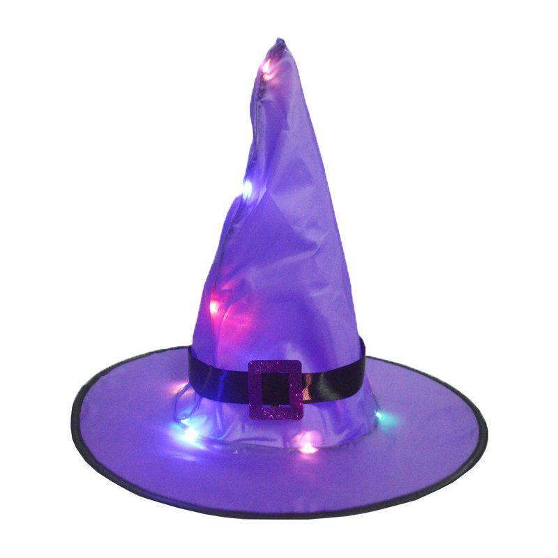Festive Glowing Halloween Witch Hats For Outdoor Cosplay Party And Decorations