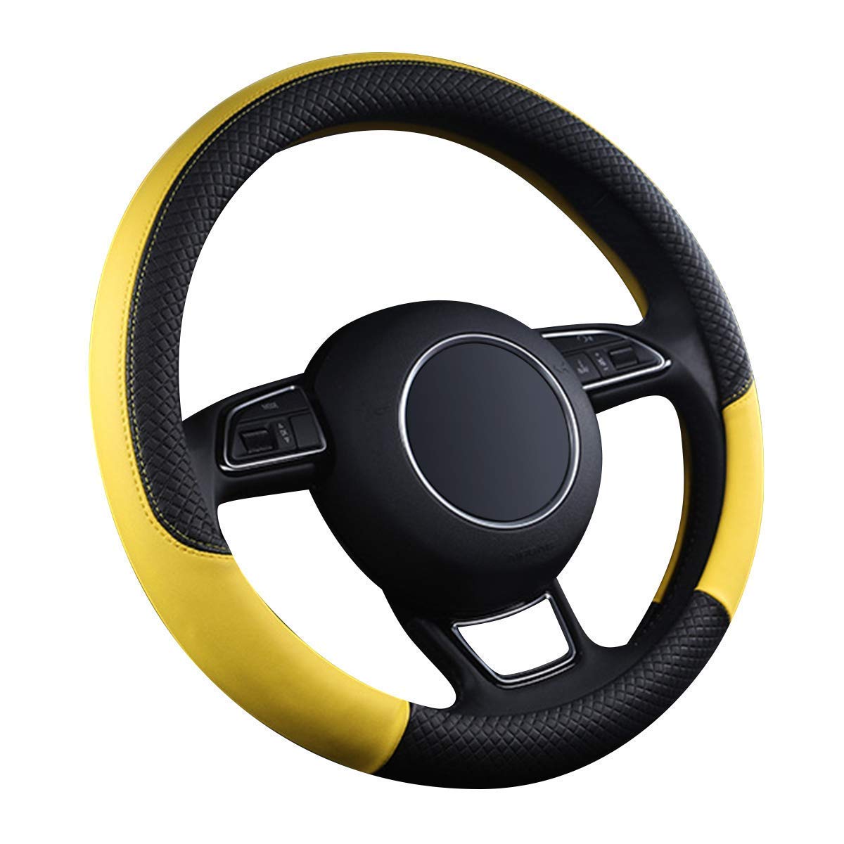 

MAXIMA SELECT Steering Wheel Cover Size for Kei Genuine Suitable for All Seasons Yellow (Small 36.5-37.9cm) Cars, Leather-Look Grip, Stylish,