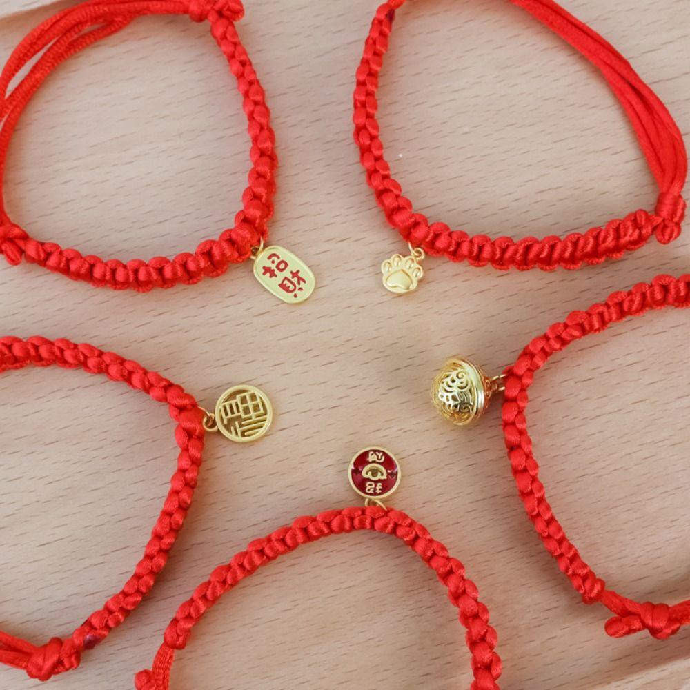 Adjustable Cat Weave Necklace Chinese Style Hand Knit Cat Collar Fortune Bell Cat Collar New Year