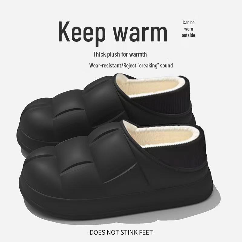 Damen Plüsch Warme Baumwoll Hausschuhe: Wickelabsatz, Geschlossene Zehenpartie, Hauskomfort, Nach der Geburt geeignet.